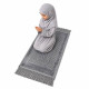 Tapis de prière enfant gris avec motifs ton sur ton