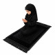 Tapis de prière enfant noir avec motifs et franges