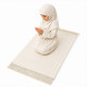 Tapis de prière enfant blanc crème avec motifs ton sur ton et franges