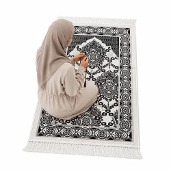 Tapis de prière chic blanc crème et marron - 1