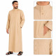 Qamis homme style saoudien beige ocre à col montant et manches longues