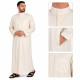 Qamis homme style saoudien blanc crème à col montant et manches longues