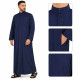 Qamis homme style saoudien bleu marine à col montant et manches longues