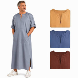 Qamis homme moderne à manches courtes et poche centrale disponible en 4 coloris
