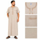 Gandoura manches courtes beige avec broderies décoratives