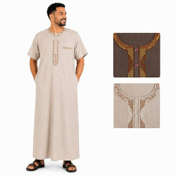 Gandoura manches courtes disponible en plusieurs coloris avec broderies