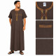 Gandoura manches courtes marron chocolat avec broderies au col