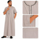 qamis-homme-manches-courtes-simple-taupe-clair