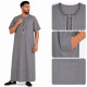 qamis-homme-manches-courtes-simple-gris