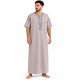 Qamis homme manches courtes taupe clair avec détails brodés