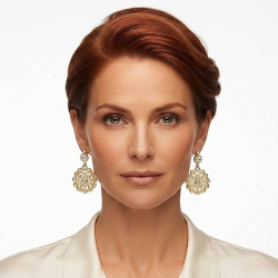 Longues boucles d'oreilles orientales or et cristal - 1