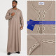 Qamis homme manches longues marron clair avec broderies élégantes