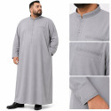 Long qamis homme col droit brodé