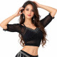 Brassière résille noire à strass pour danse orientale vue de face