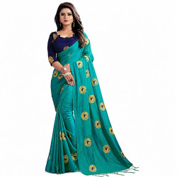 Sari indien vert à broderies dorées pour femme