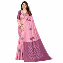 Sari indien rose poudré à motifs prune