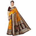 Sari indien orange et marron à motifs floraux