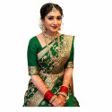 Sari indien vert émeraude et doré pour cérémonie