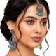 Parure indienne Tikka et boucles d’oreilles à perles turquoise