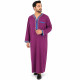Qamis manches longues homme bordeaux avec broderies