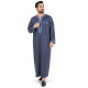 Qamis manches longues homme gris avec broderies