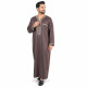 Qamis manches longues homme marron avec broderies