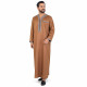 Qamis manches longues homme marron clair brodé