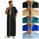 Qamis homme satiné col droit rayé collection Élégance en plusieurs coloris