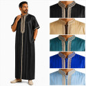 Qamis homme satiné col droit rayé collection Elégance