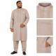 Ensemble Qamis pakistanais et son pantalon marron glacé avec col brodé et poches