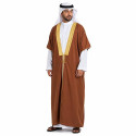 Bisht saoudien marron et doré – manteau traditionnel musulman pour homme