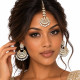 Parure bollywood Paire Boucles d'oreilles + Tikka vue porté