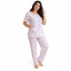 Pyjama femme en coton manches courtes à fleurs roses