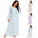 Chemise de Nuit Femme Manches Longues Fleurie