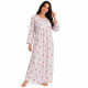 Pyjama femme chemise de nuit manches longues à fleurs roses