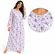 Pyjama femme chemise de nuit manches longues à fleurs violettes