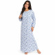 Robe de nuit femme pyjama imprimé nature à fleurs bleues