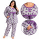 Ensemble pyjama femme tunique et pantalon fleuri sur fond gris