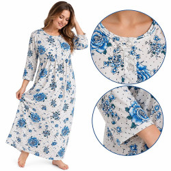 Chemise de nuit femme à manches courtes imprimé roses disponible en plusieurs coloris