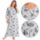 Chemise de nuit femme à manches courtes imprimé roses grises