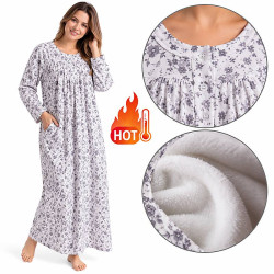 Chemise de nuit femme très chaude en molleton avec intérieur polaire