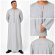 Qamis Emirati homme col cravate manches longues gris clair