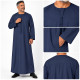 Qamis Emirati homme col cravate manches longues bleu marine