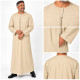 Qamis Emirati homme col cravate manches longues beige