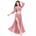 Costume danse orientale rose poudré épaules dénudées