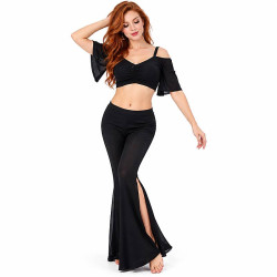 Tenue de danse femme épaules dénudées en résille noire