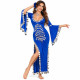 Robe Saïdi femme bleue à manches longues évasées