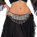 Ceinture de danse orientale à franges métalliques argentées
