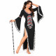 Robe Saïdi femme noire fendue à ornements argentés