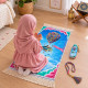Tapis de prière fille en situation avec tasbih et housse assortie